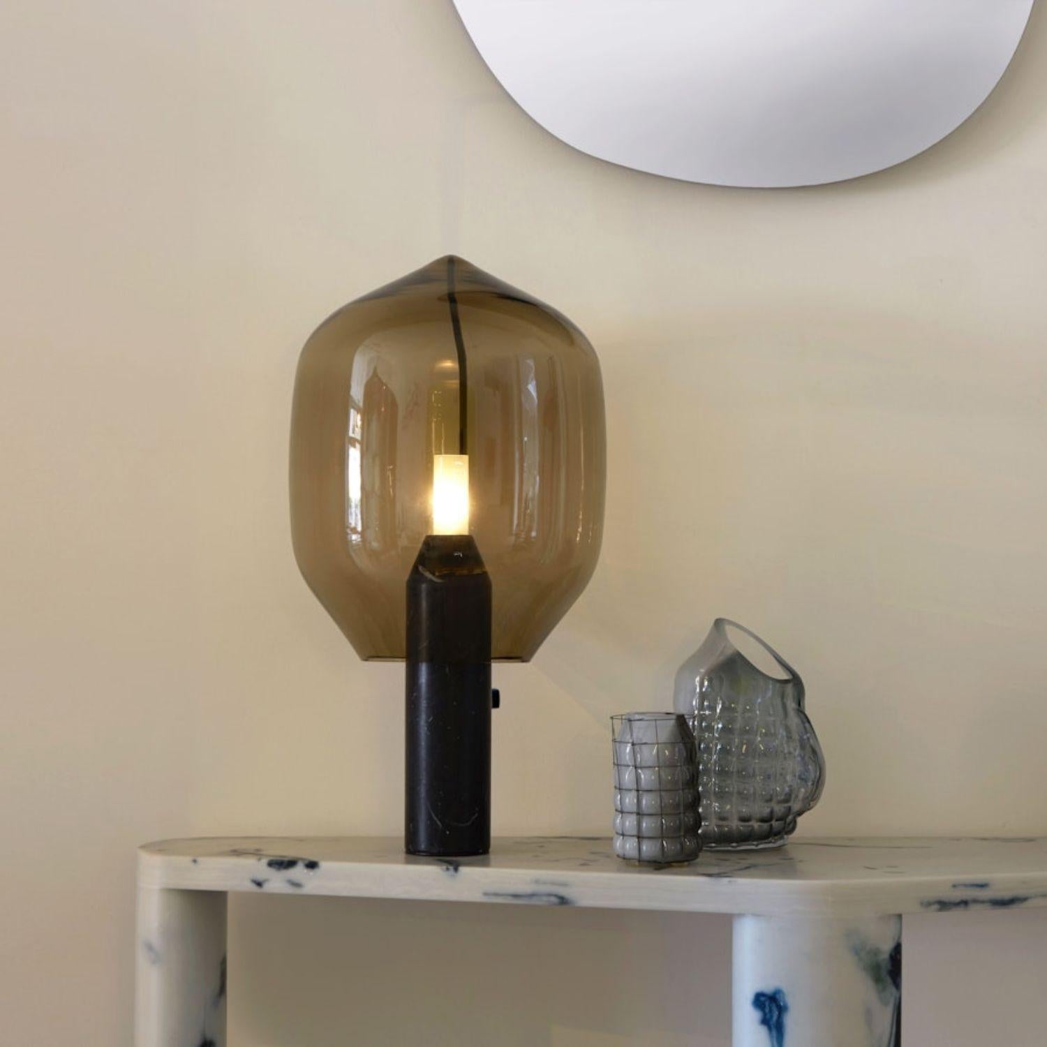 Anodized 'Lighthouse’ Table Lamp in Black Marble and Grey Glass for Established & Sons For Sale