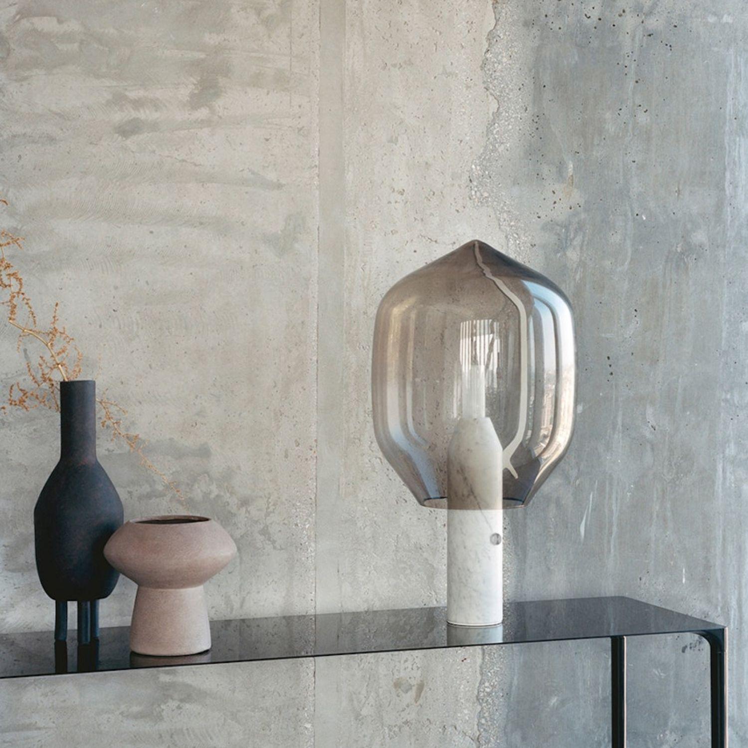 Contemporary 'Lighthouse’ Table Lamp in Black Marble and Grey Glass for Established & Sons For Sale