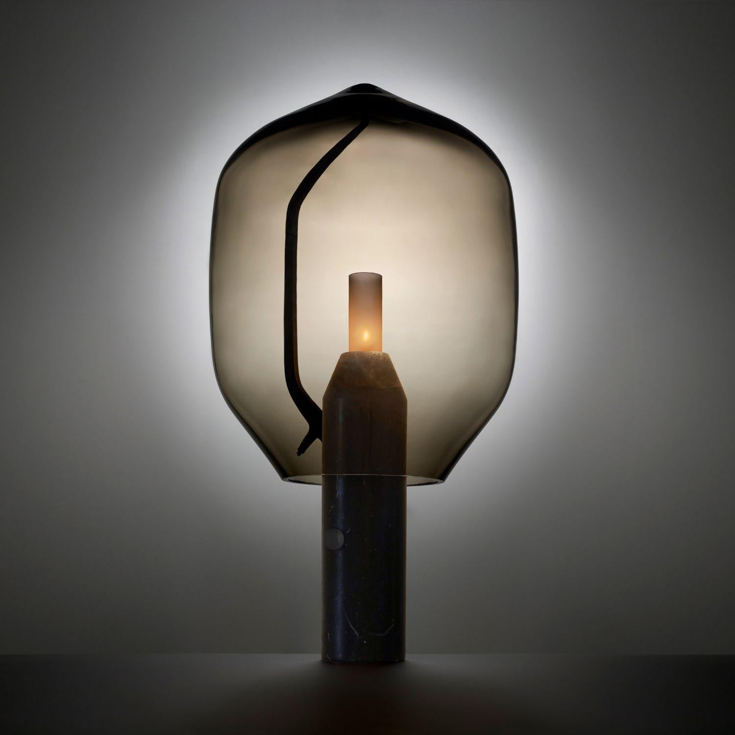 'Lighthouse’ Table Lamp in Black Marble and Grey Glass for Established & Sons For Sale 2