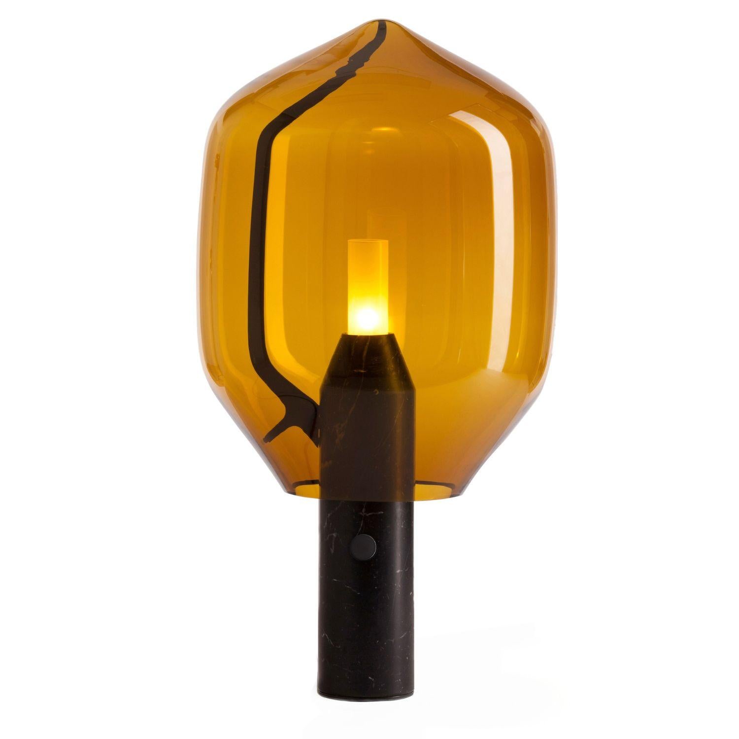 'Lighthouse’ Table Lamp in White Marble and Amber Glass for Established & Sons For Sale 4