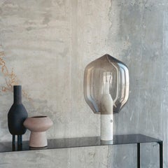 'Lighthouse’ Table Lamp in White Marble and Grey Glass for Established & Sons