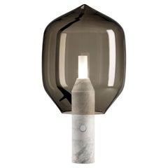 'Lighthouse’ Table Lamp in White Marble and Grey Glass for Established & Sons