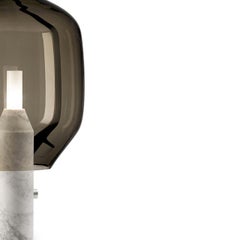 Lighthouse Table Light, Venini Talpa Grey Shade with Matte Carrara Marble Base