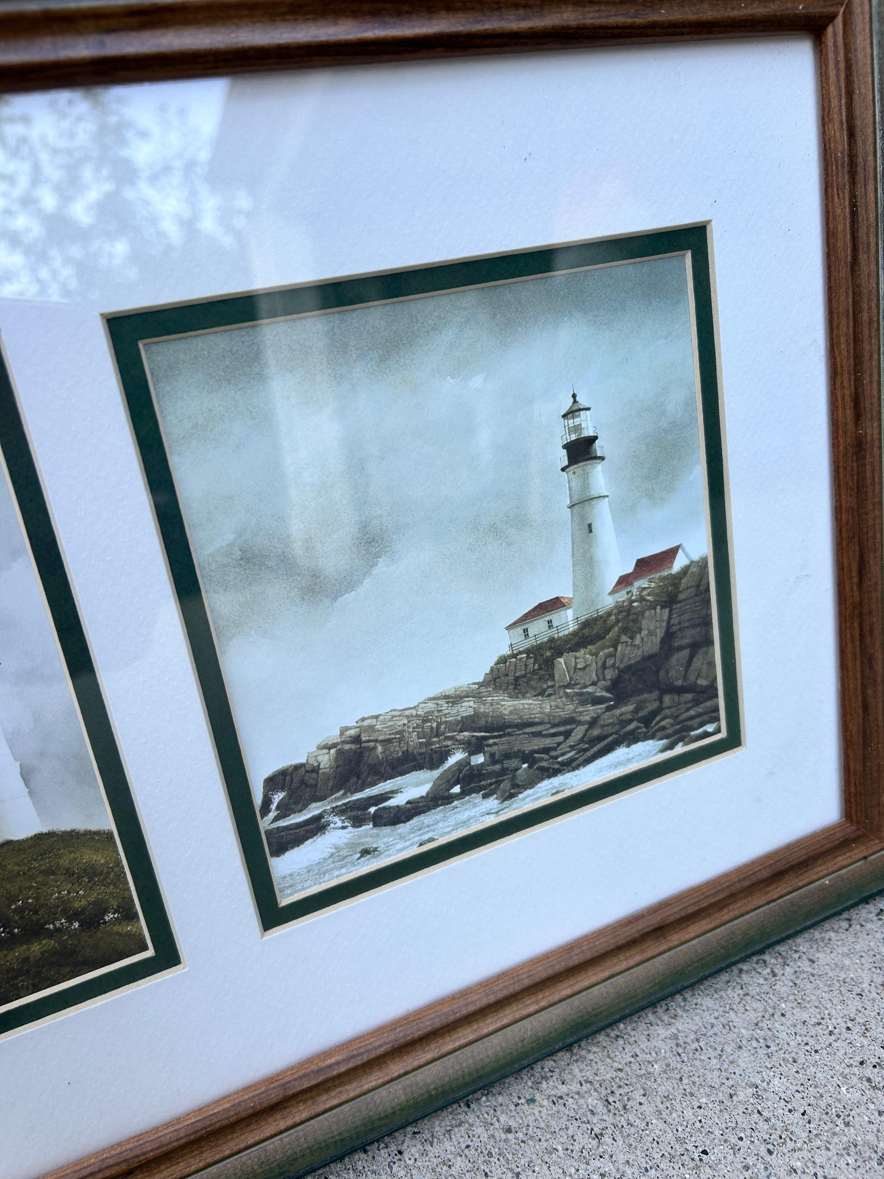 Wood Lighthouses by Doug Brega Print (Set of 2) For Sale