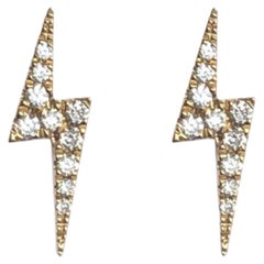 Lighting Bolt stud with yellow gold and diamonds