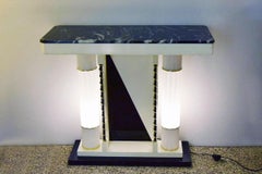 Lighting console in glass, marble and wood, Italy 1970s