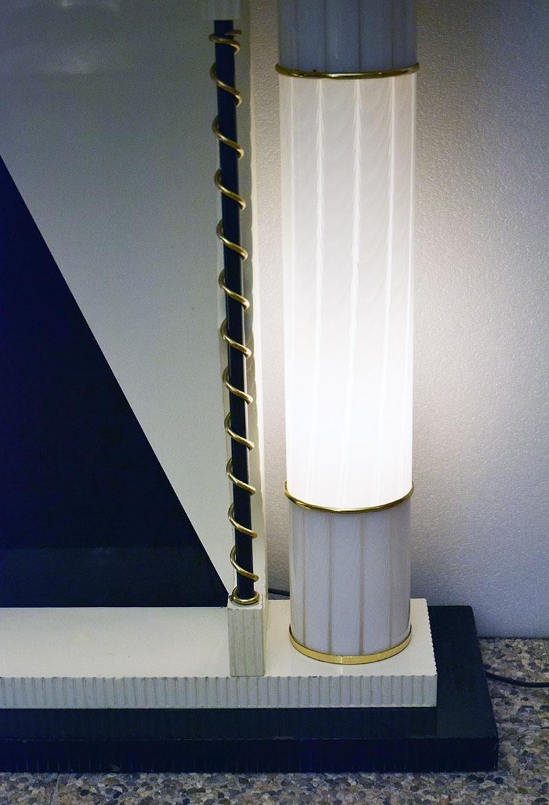 Beleuchtungskonsole aus Glas, Marmor und Holz, Italien 1970er Jahre im Angebot 2