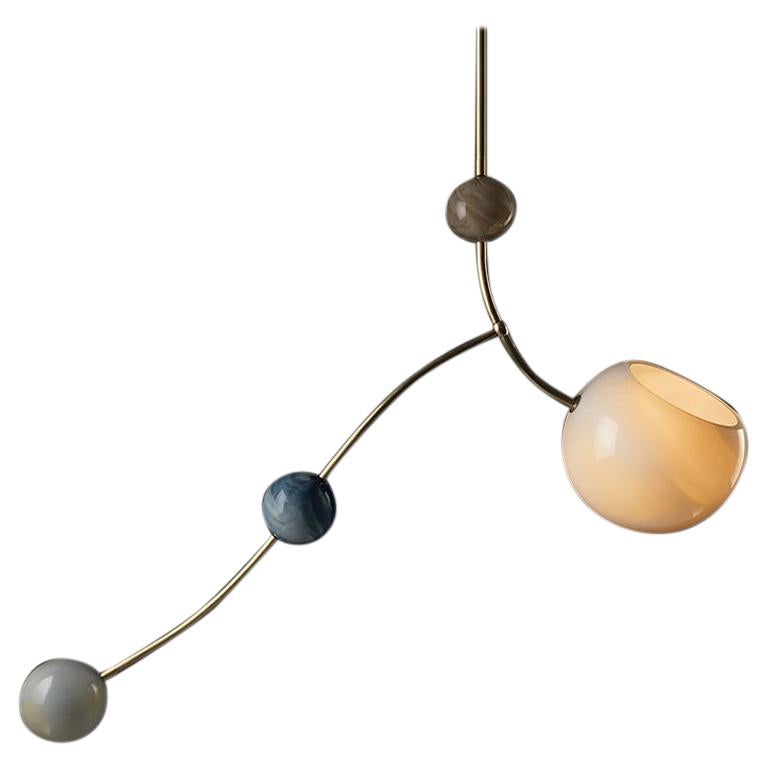 Lighting Fixture in Blown Glass and Brass by Atelier George For Sale