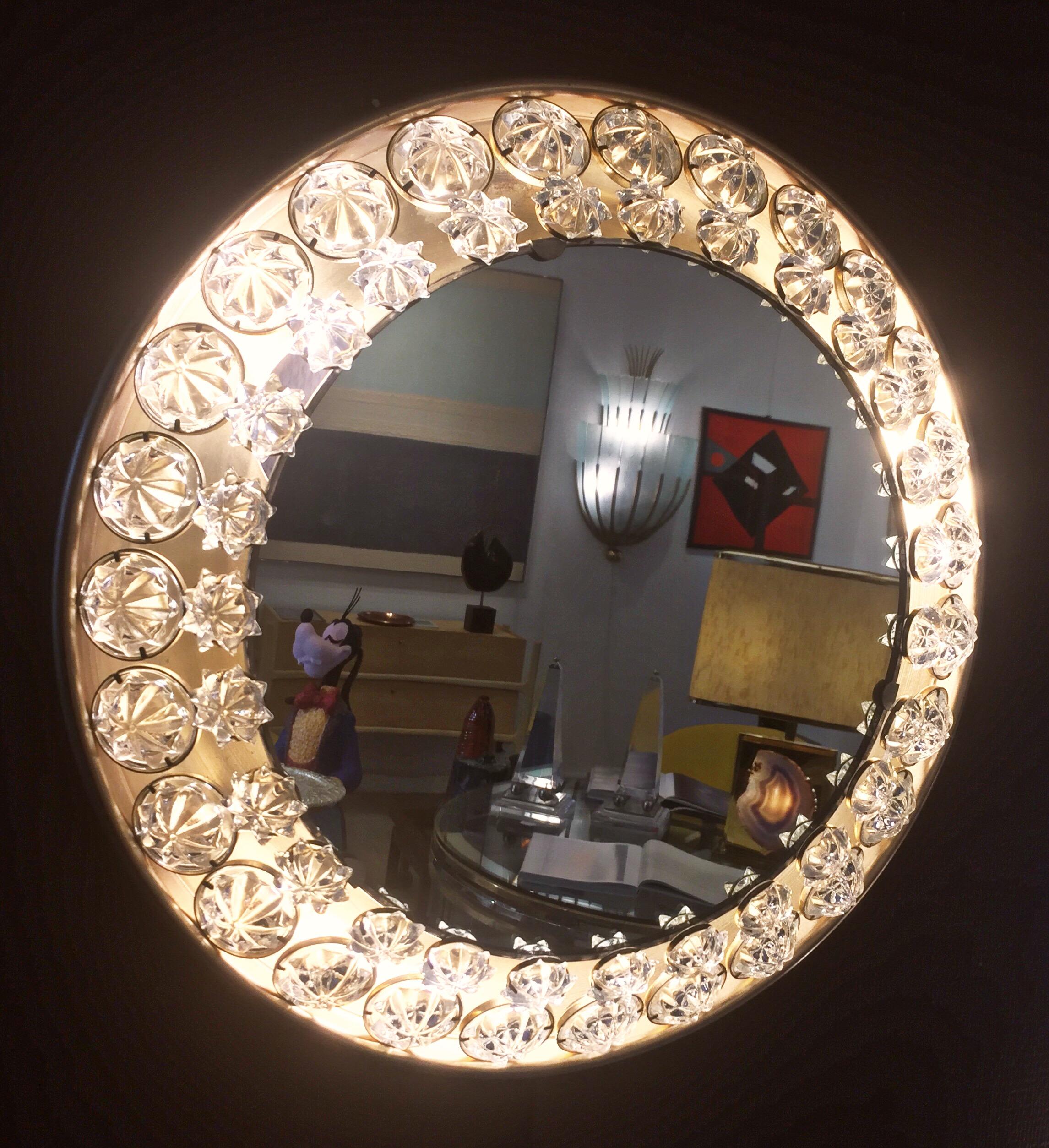 Lighting mirror made of brass and resin, 1970, Vienna.
