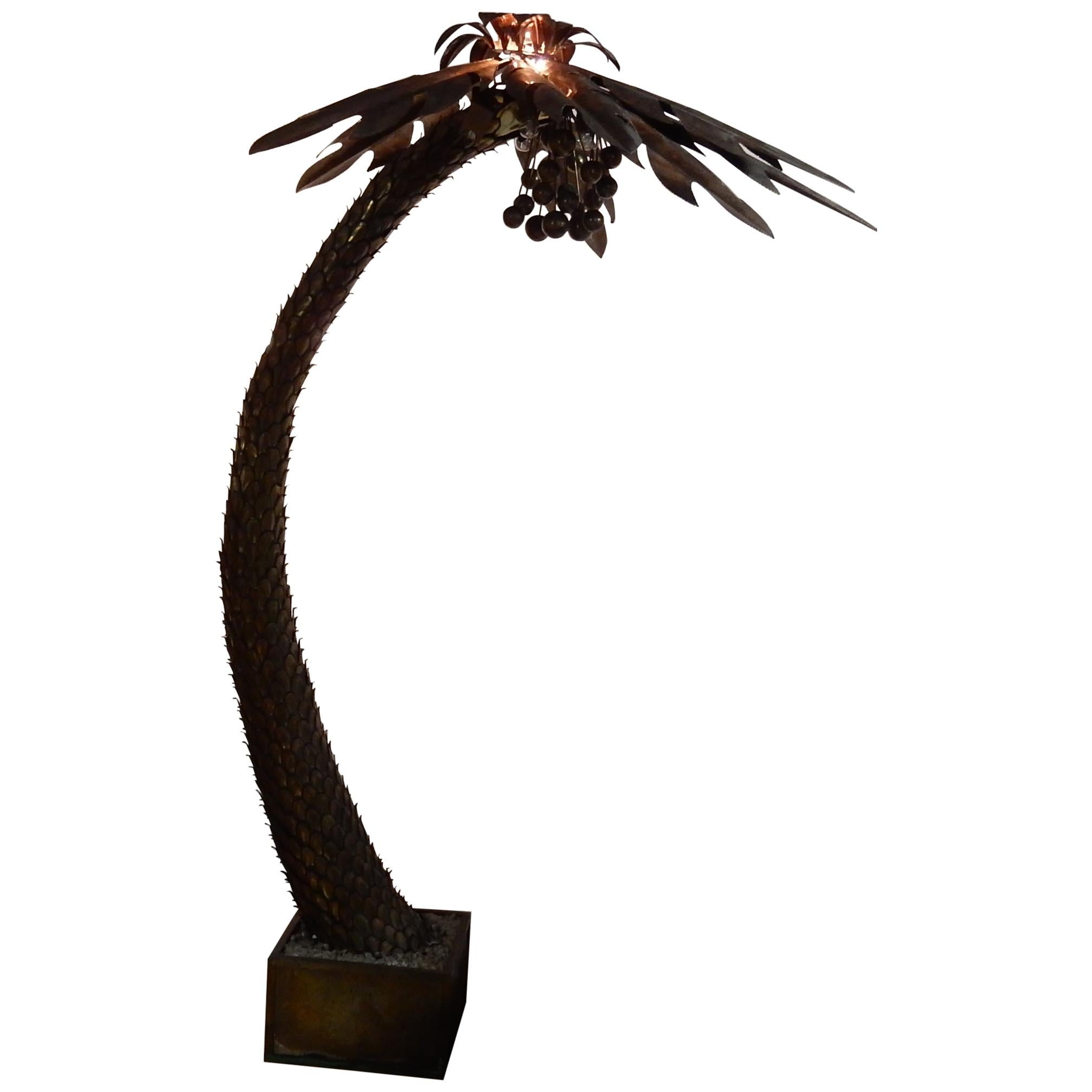 Lighting Palm Tree in Gilded Polished Brass/Iron, in the style of Maison Jansen