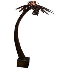 Vintage Lighting Palm Tree in Gilded Polished Brass/Iron, in the style of Maison Jansen