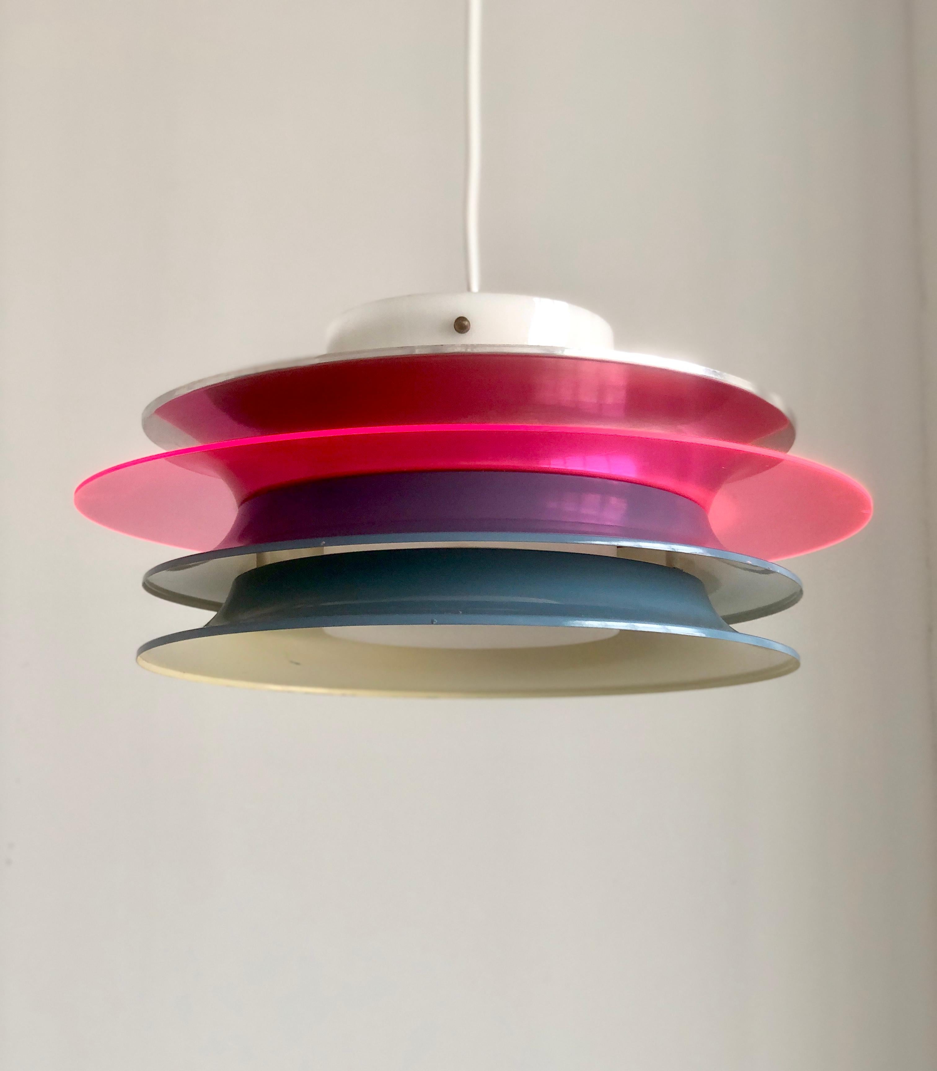 The multicolor ceiling lamps designed by Kai Ruokonen ( Kai Finnmark ) for Lynx, Stamped 