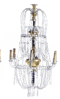 Lighting - Rare pair of Queen Maria style shade chandeliers - 18th century