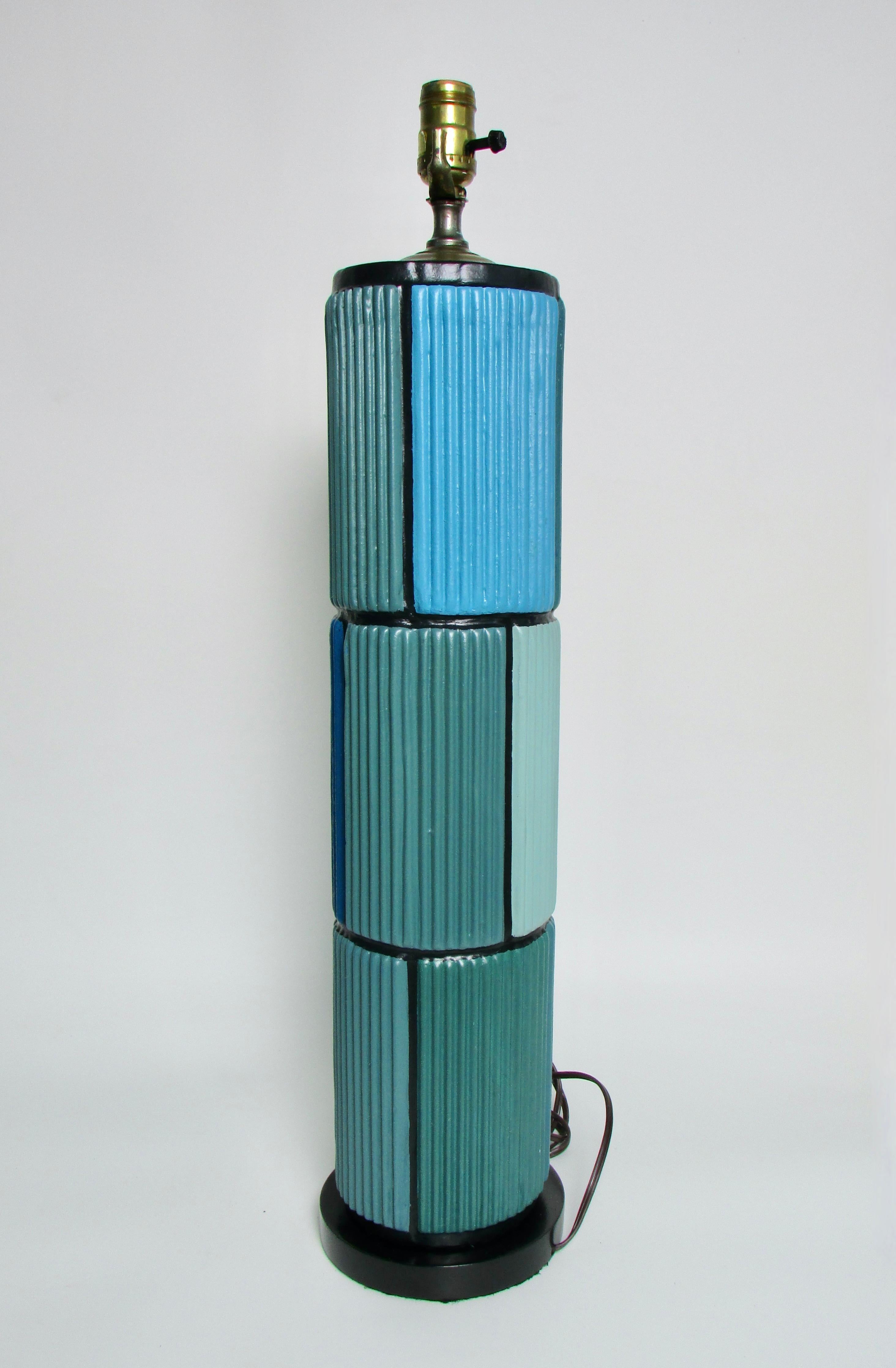 Mid-Century Modern Lampe de table haute bleue en vente