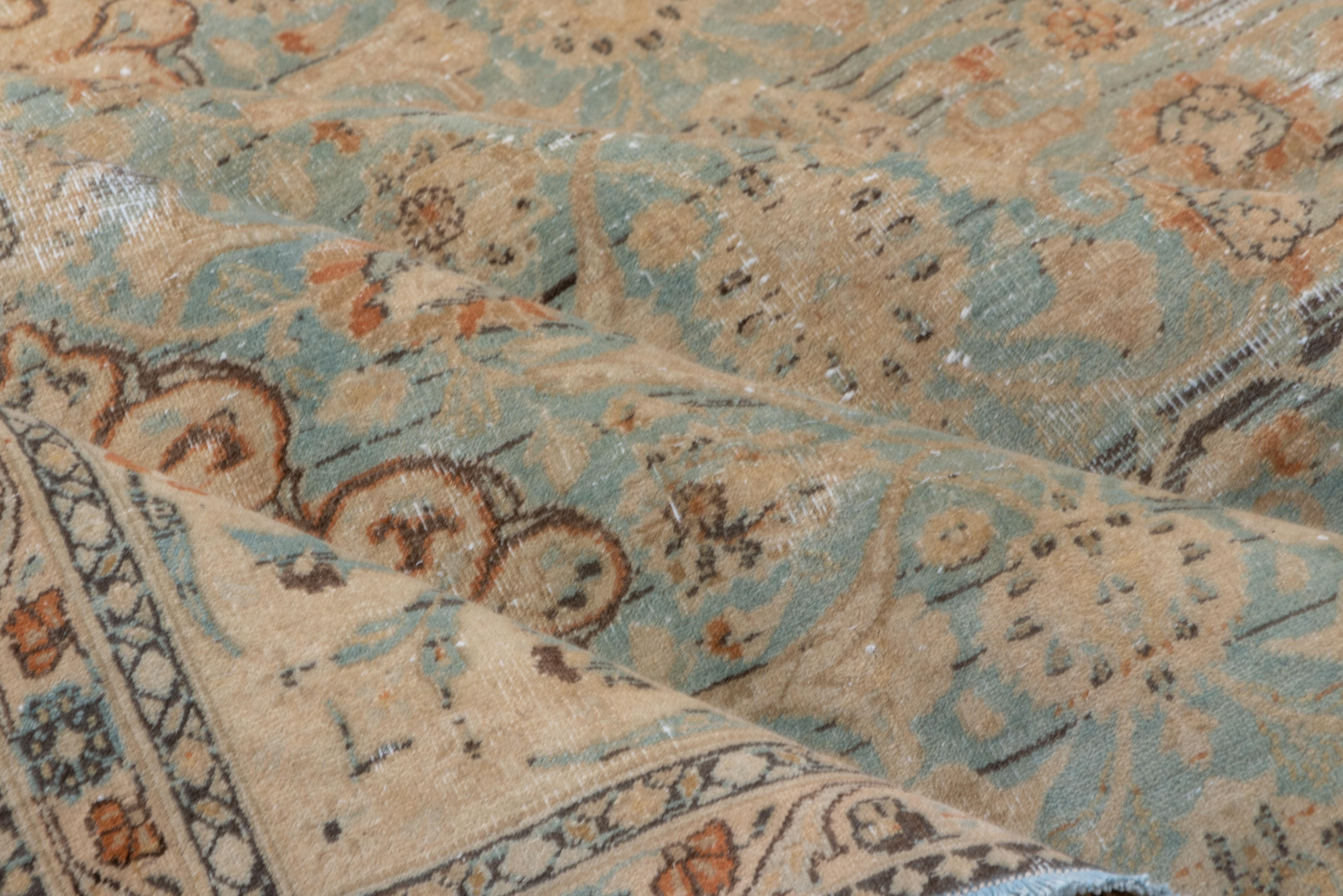Tabriz Lightly Distressed Blue Persian Meshed Carpet, circa 1920s