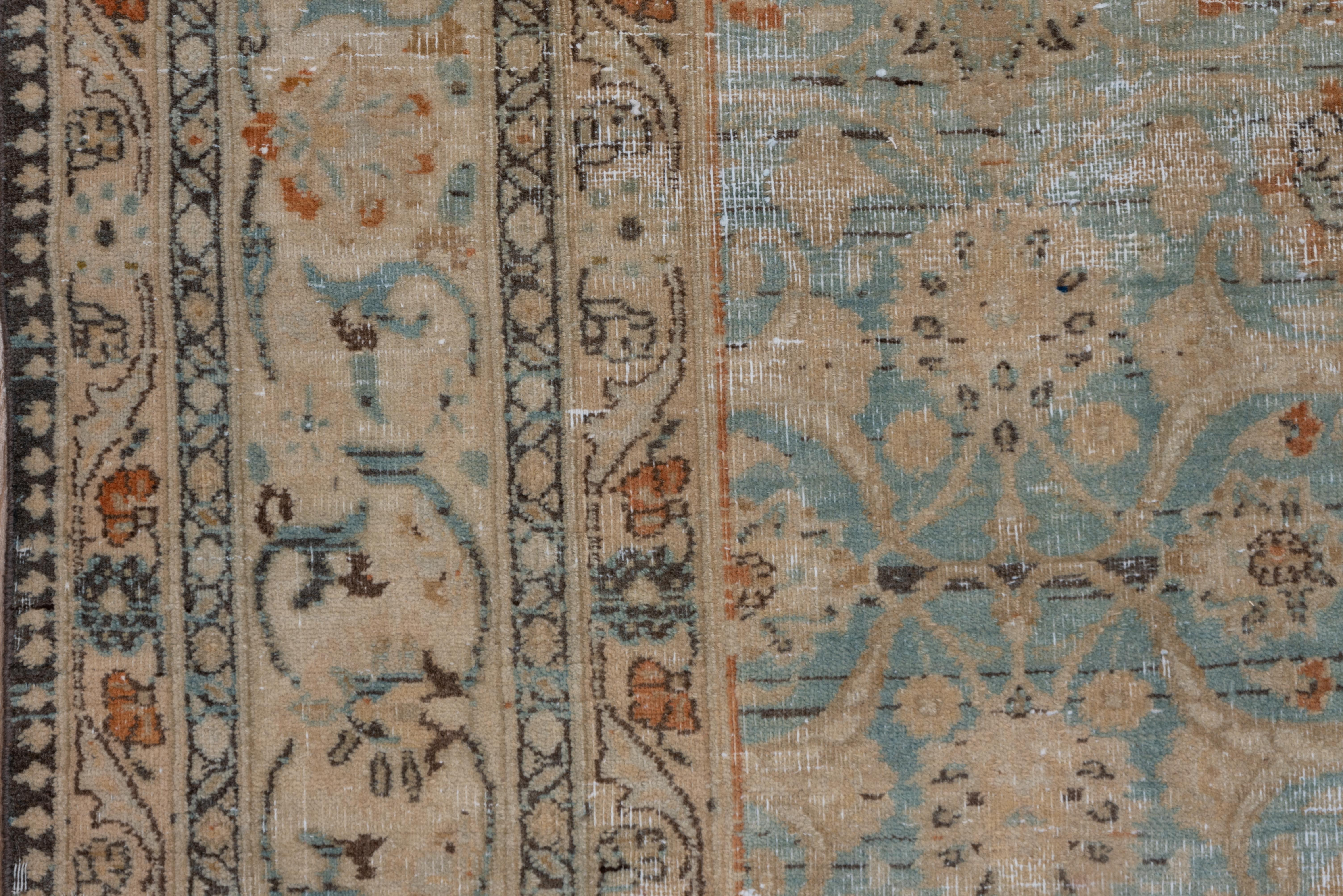 Lightly Distressed Blue Persian Meshed Carpet, circa 1920s 1