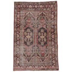 Lightly Distressed Turkish Anatolian Rug, Red and Brown Palette