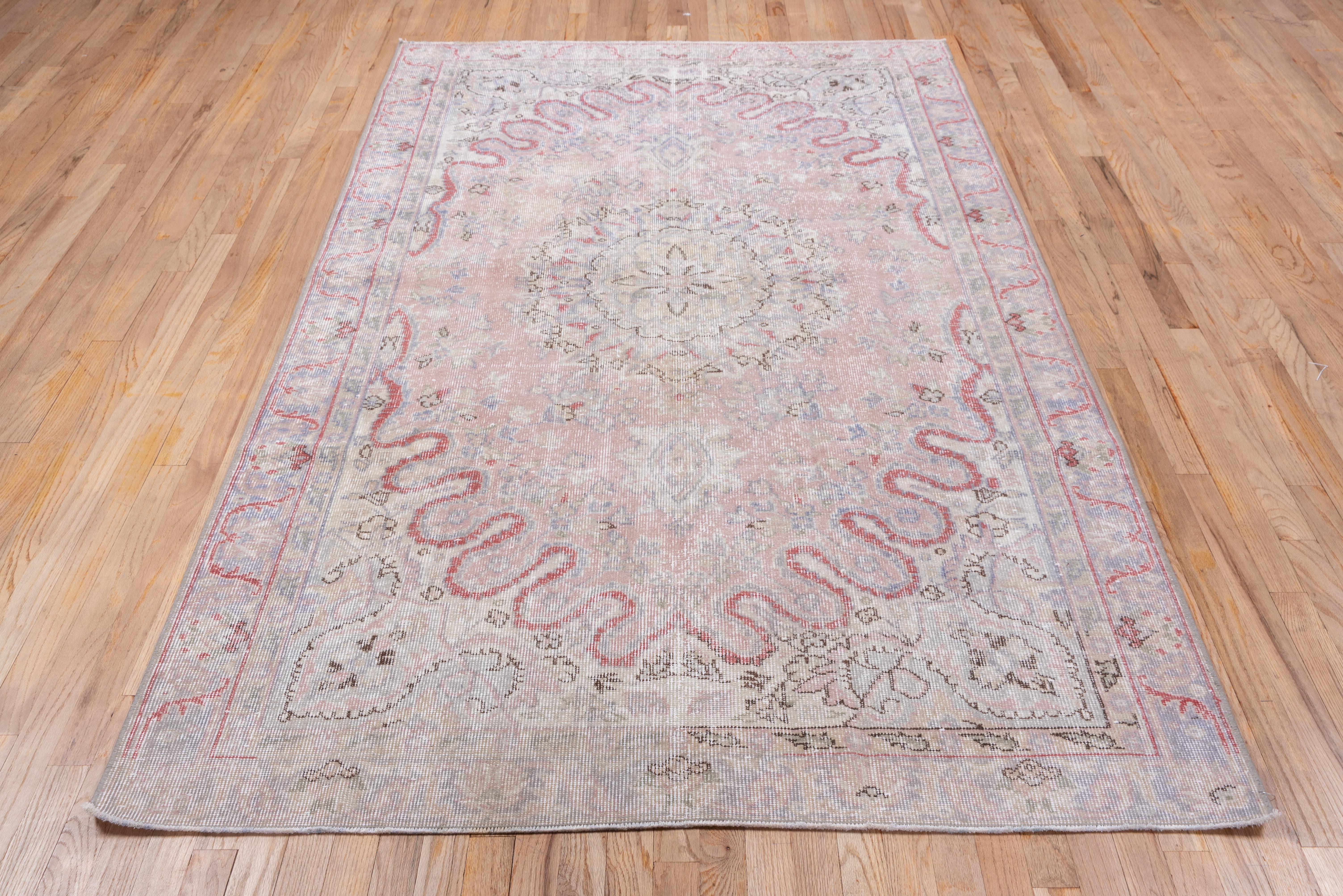 Rustic Lightly Distressed Turkish Sparta Rug, Soft Colors For Sale