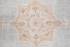 Lightly Distressed Vintage Oushak Rug, Light Blue Field