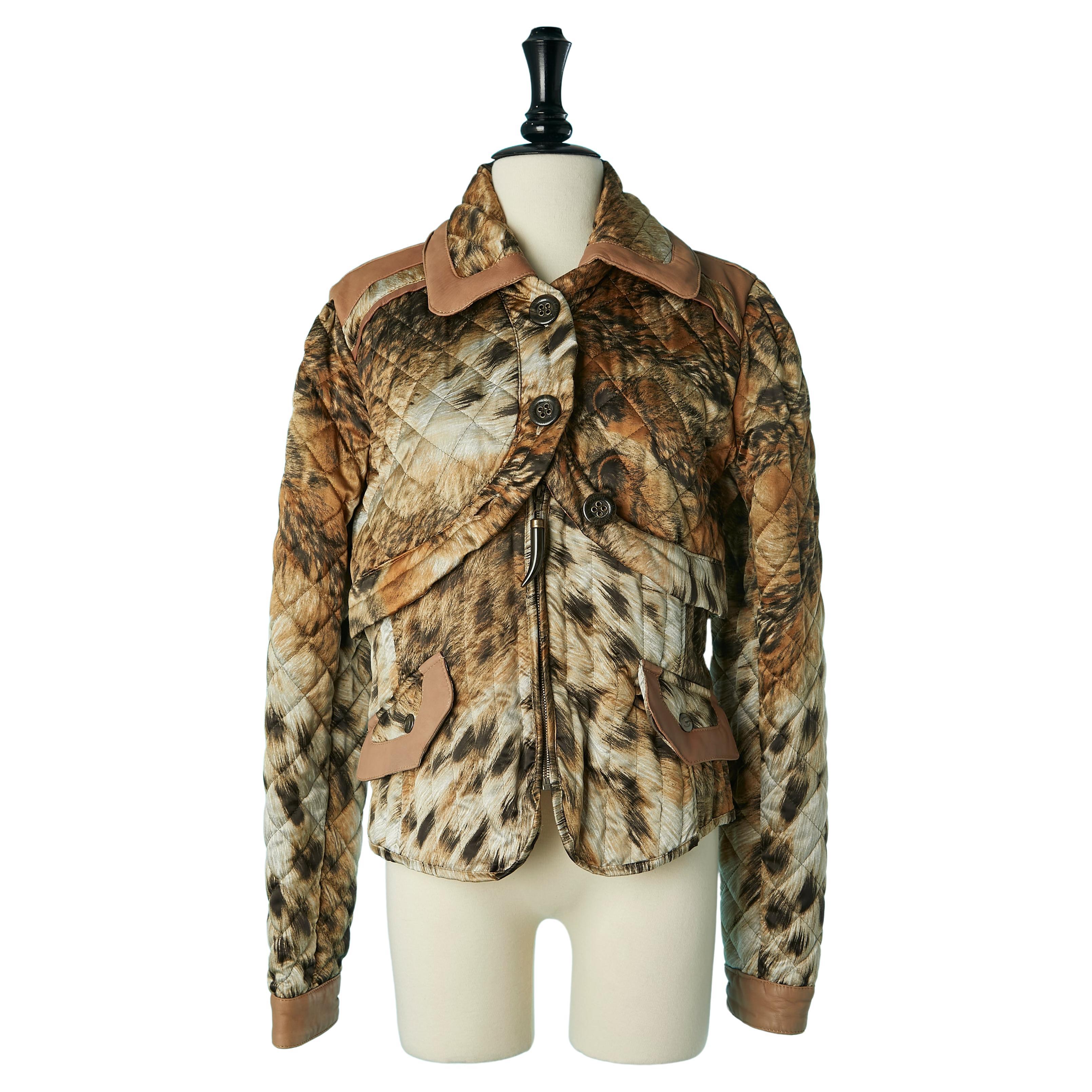 Lightly padded jacket with zip closure and animal print Just Cavalli  For Sale
