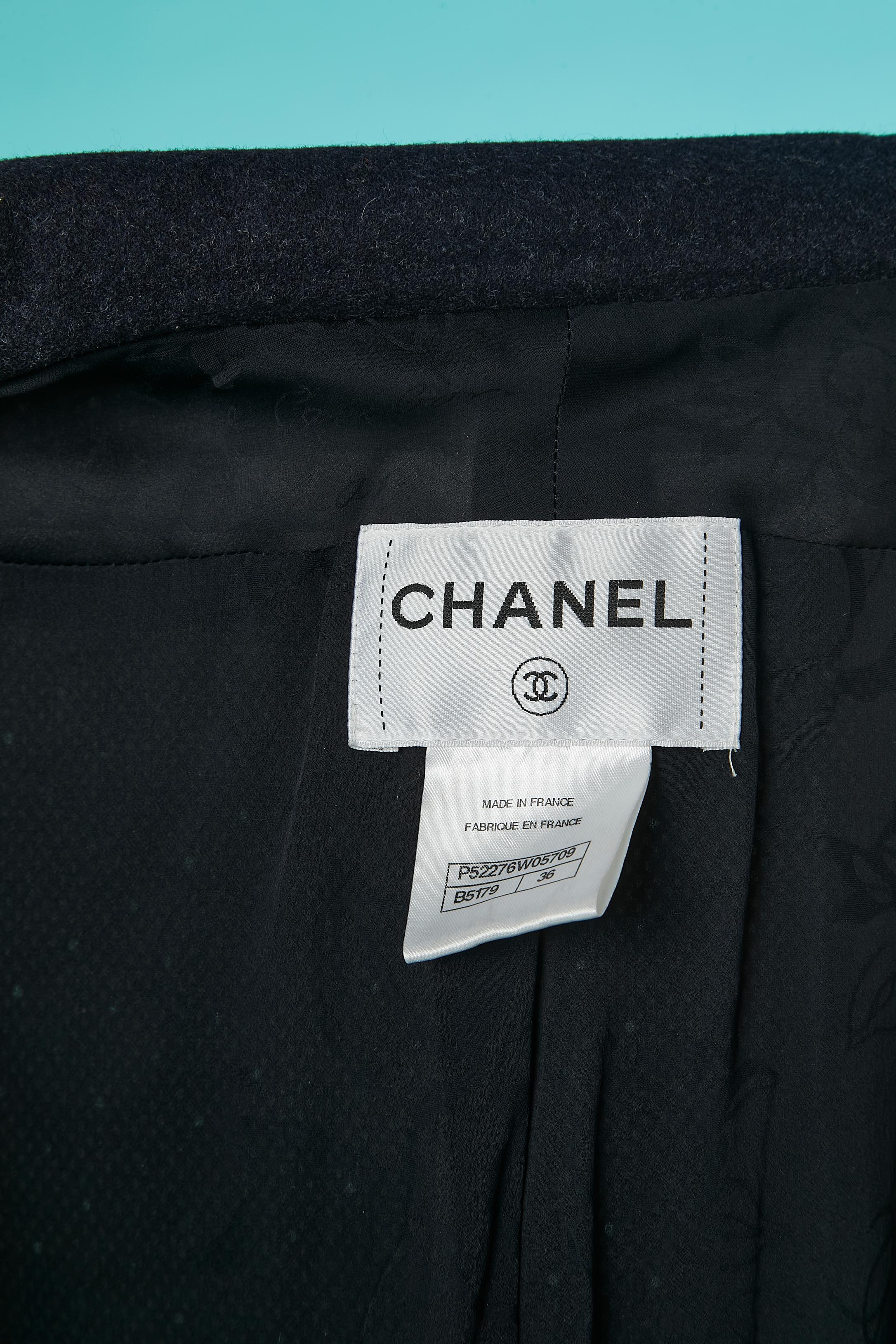 Leicht gepolsterte einreihige Jacke mit silbernem Punkt und Wolleinsatz von Chanel  im Angebot 4