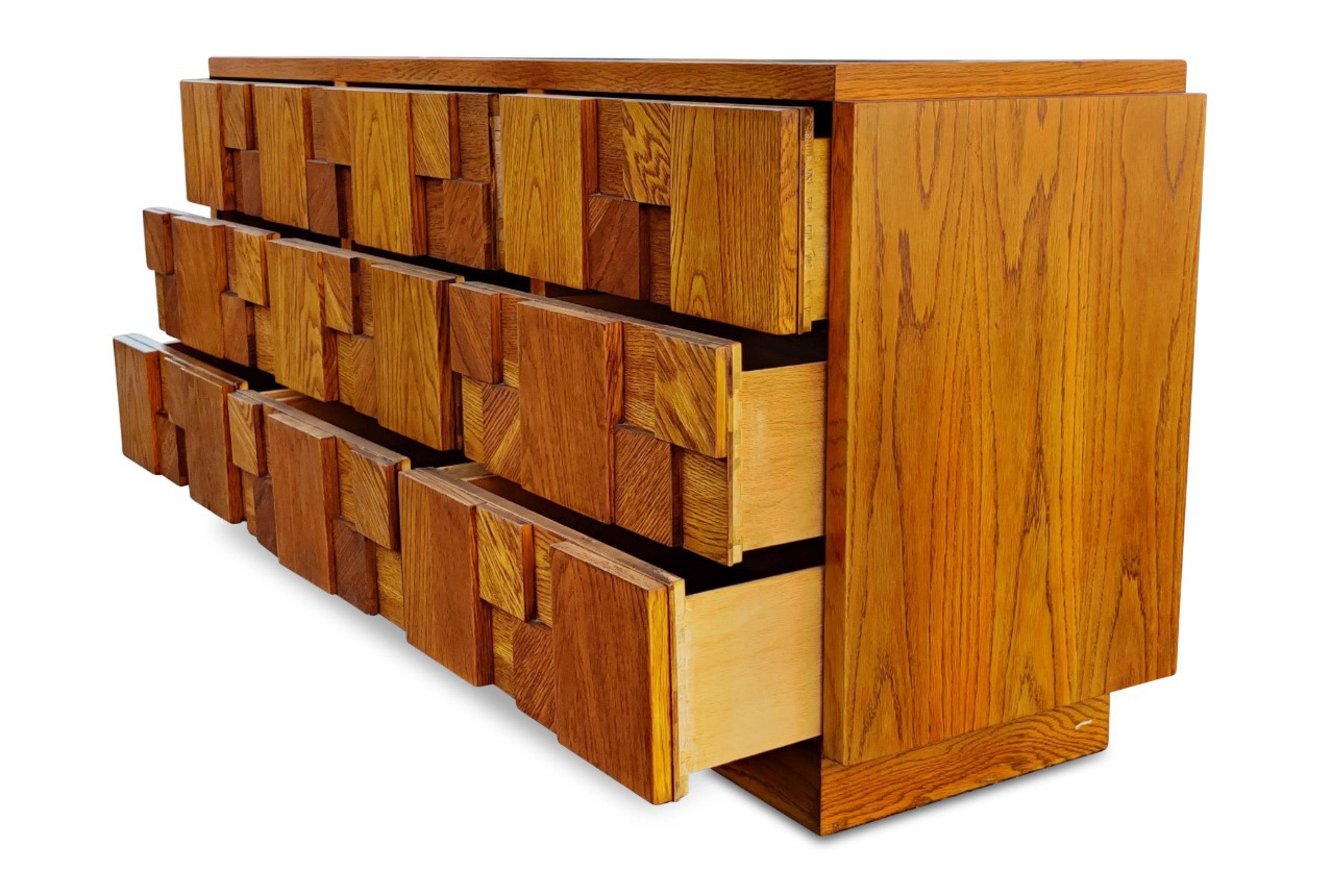 American Lightly Restored, Paul Evans Style, Lane Brutalist, Staccato or Mosaic Dresser