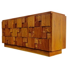 Used Lightly Restored, Paul Evans Style, Lane Brutalist, Staccato or Mosaic Dresser  