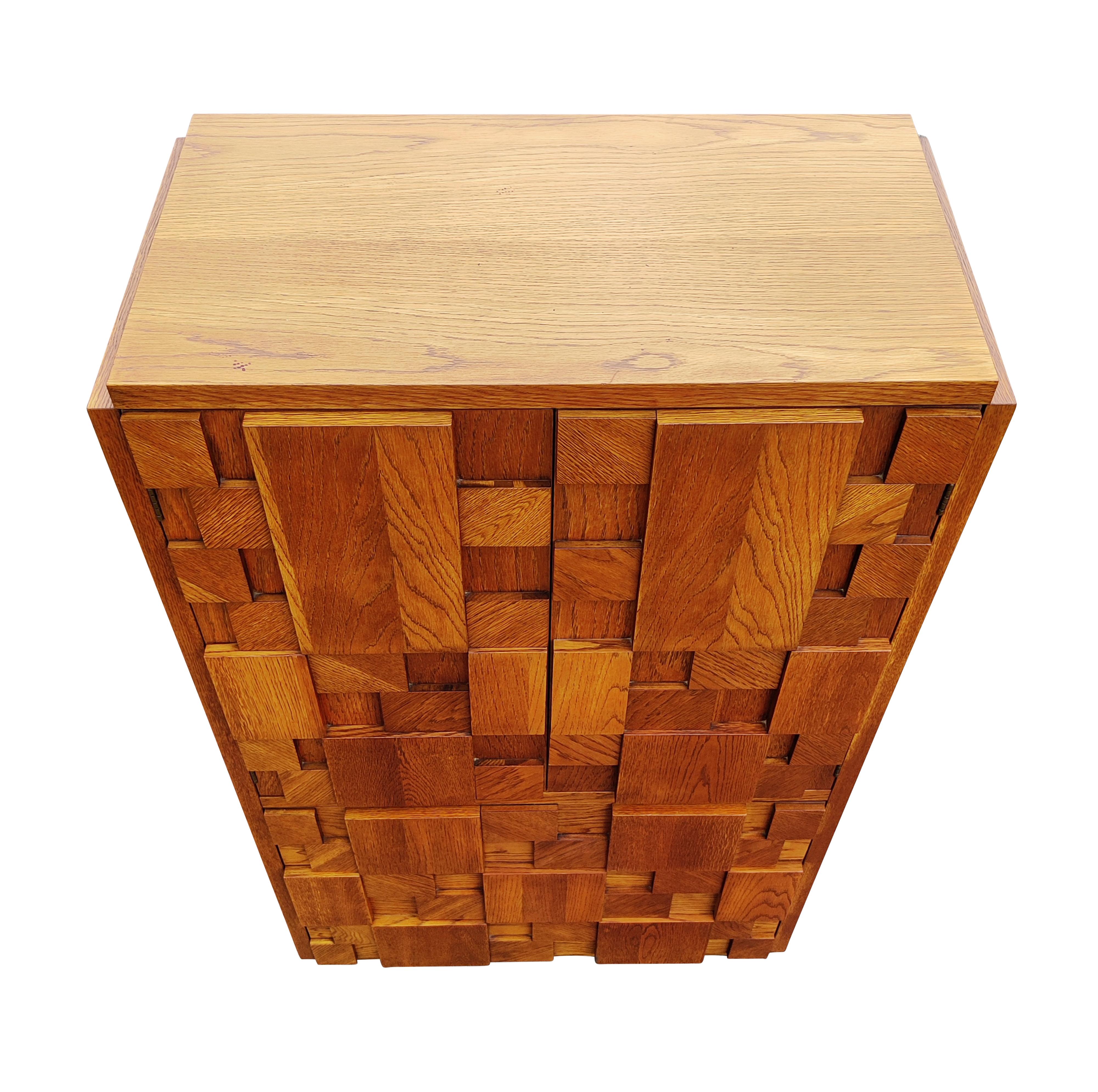Burnished Lightly Restored Paul Evans Style, Lane Brutalist, Staccato or Mosaic Tall Chest