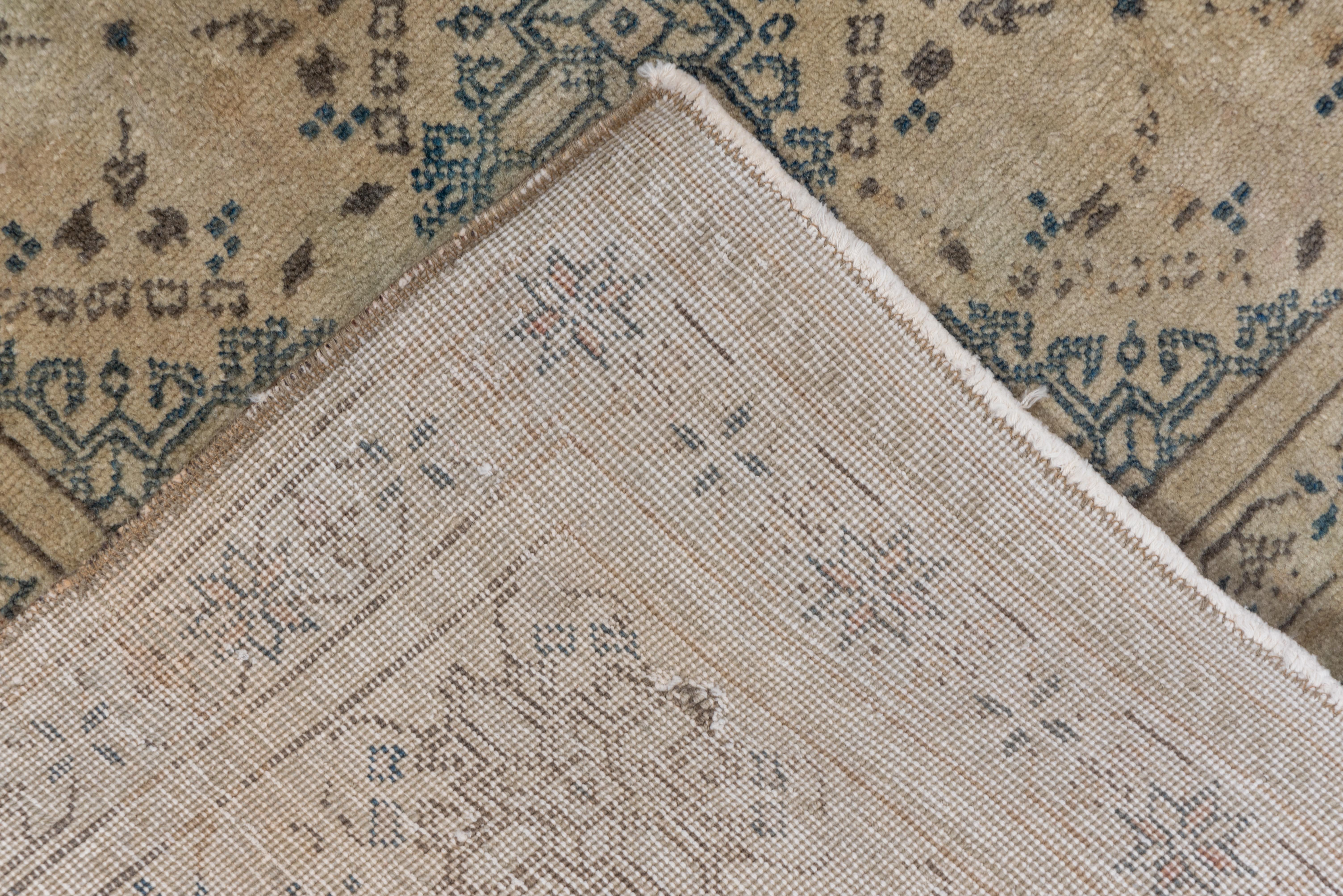 The overall green and earth toned rug shows columns and rows of the Turkmen 