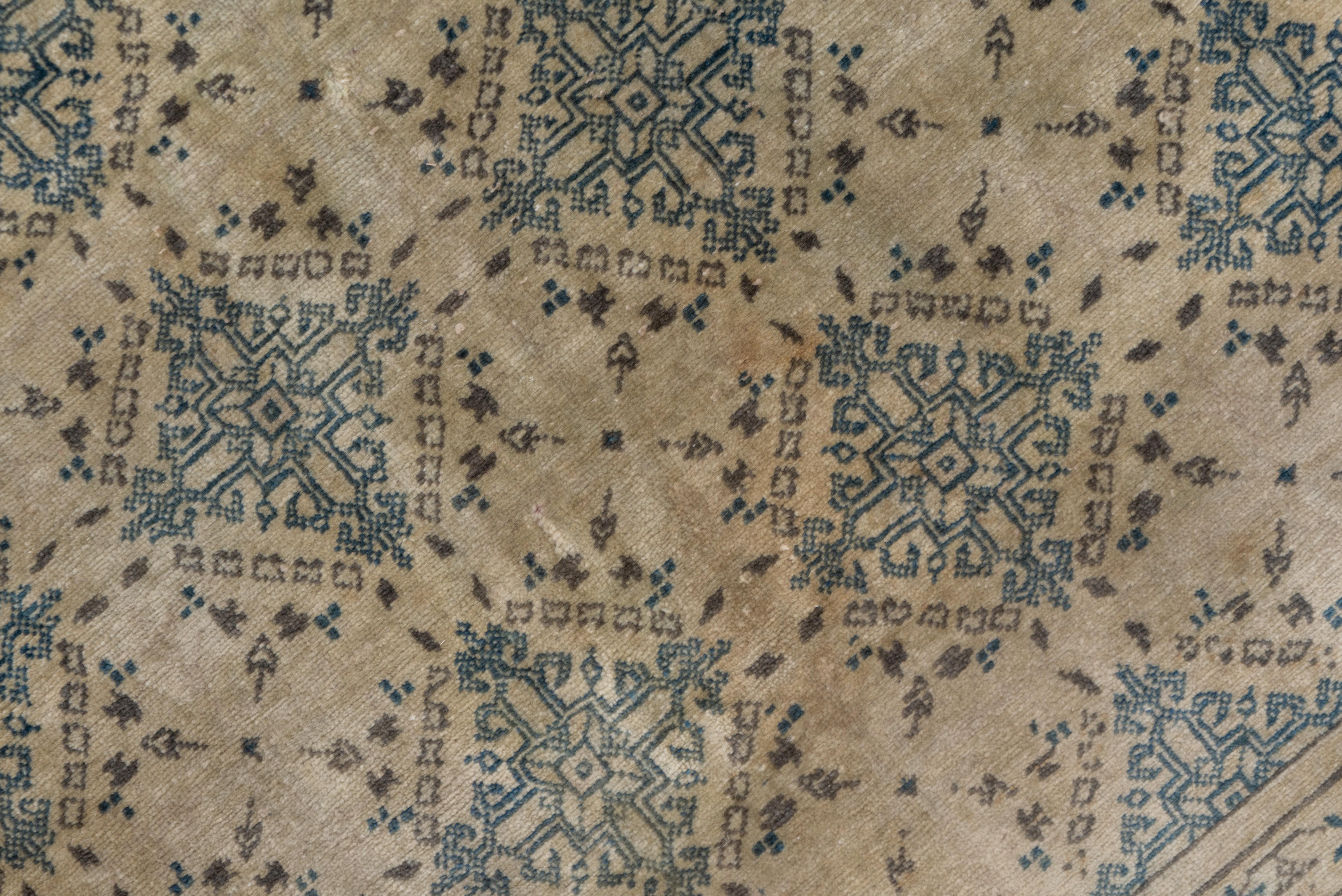 Mid-20th Century Lightly Worn Sage Green Antique Turkish Sivas Rug with Blue Accents, circa 1930s For Sale