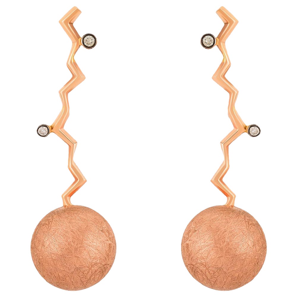 Orecchini Lightning Ball con 2 Single Stone di diamanti bianchi in vendita