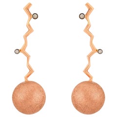 Lightning Ball Earrings with 2 Single Stone White Diamonds