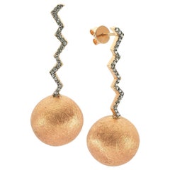 Lightning Ball Earrings with Full White Diamonds 
Rose Gold