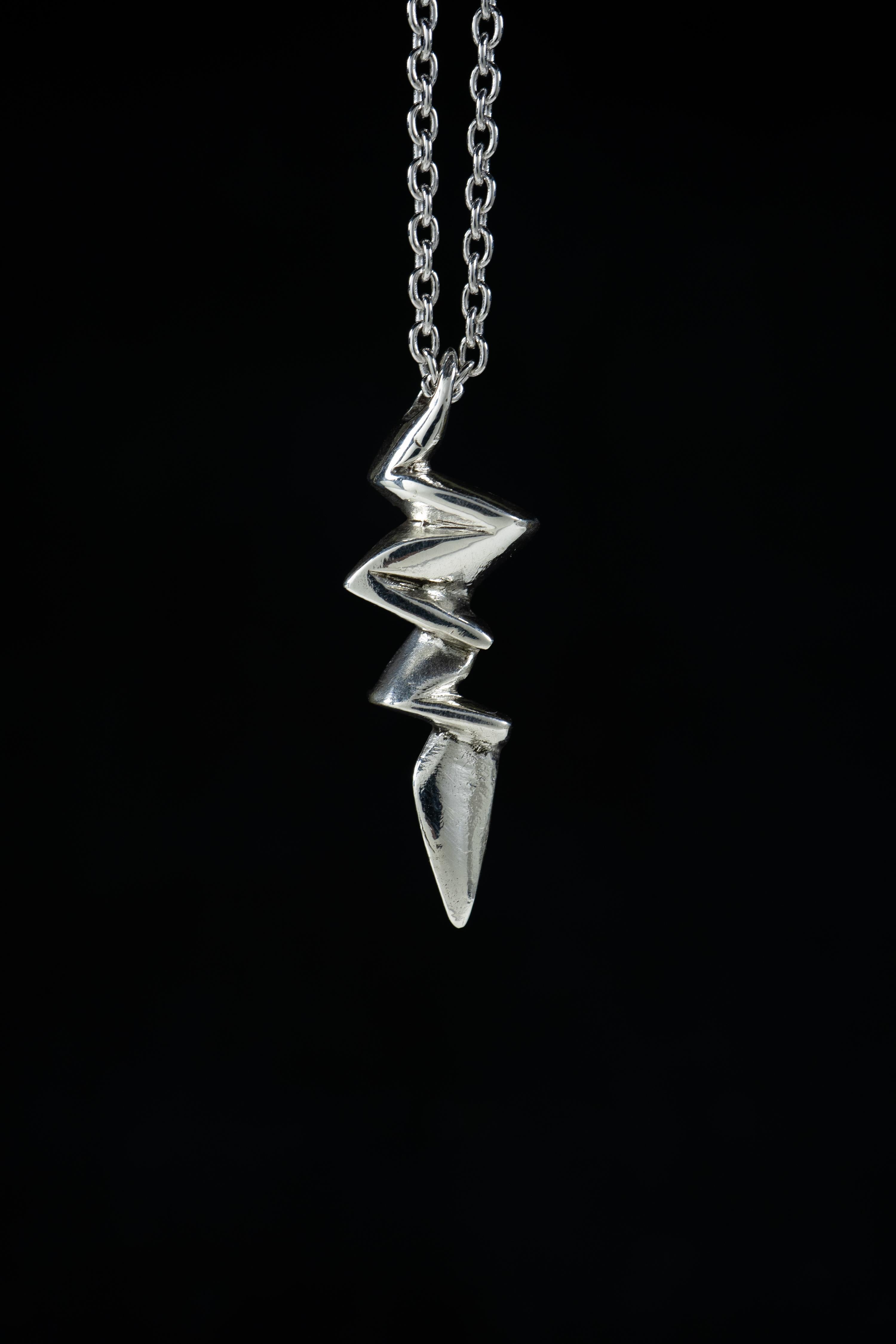 Contemporary Lightning Bolt (10K White or Yellow Gold Pendant) by Ken Fury For Sale