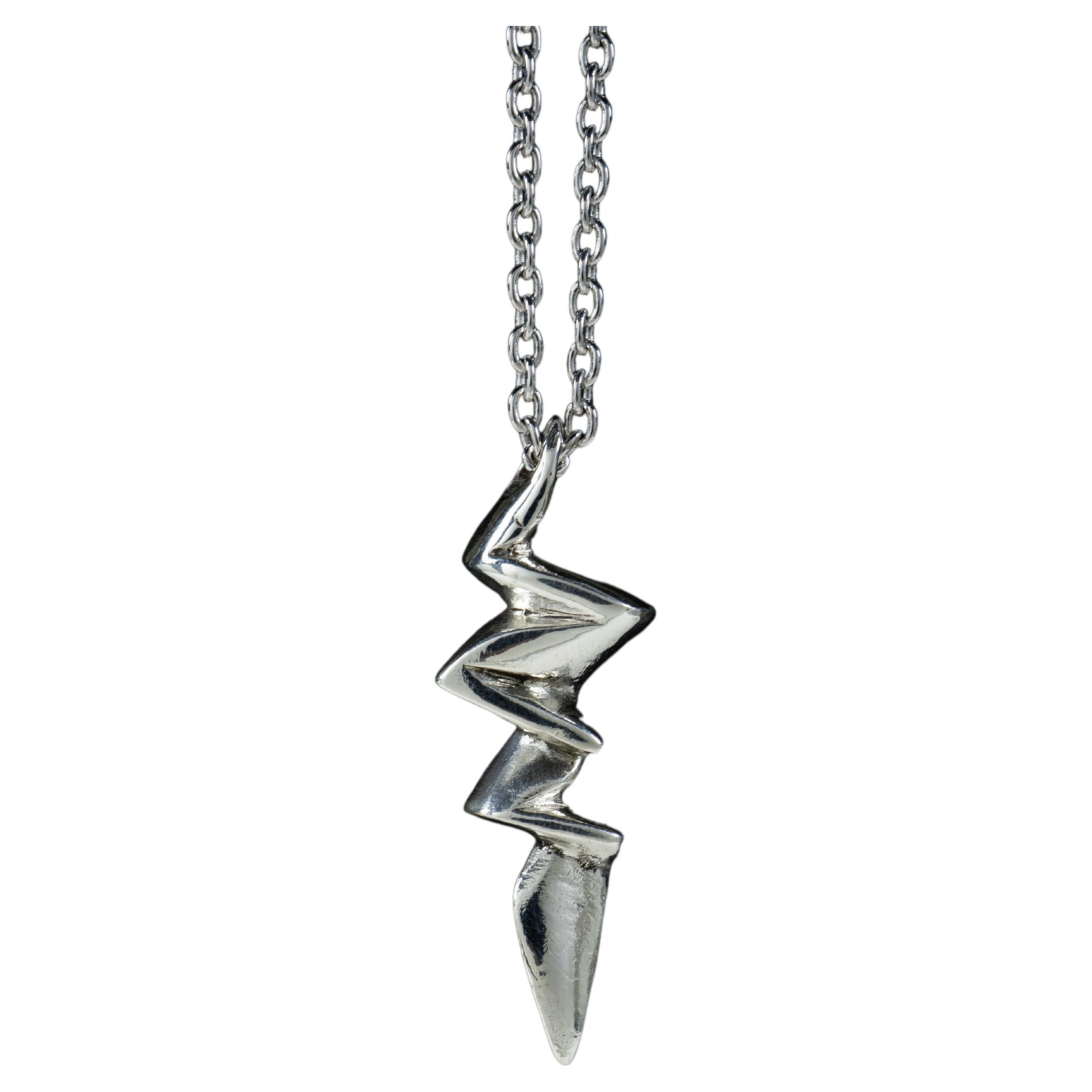 Lightning Bolt (10K White or Yellow Gold Pendant) by Ken Fury For Sale