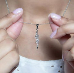 Lightning Bolt Diamond Pendant Drop Necklace in 14k Solid Gold
