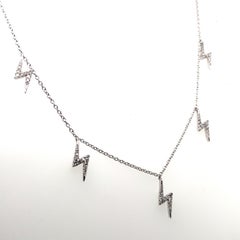 Lightning Bolt Diamond Necklace 18 Karat White Gold