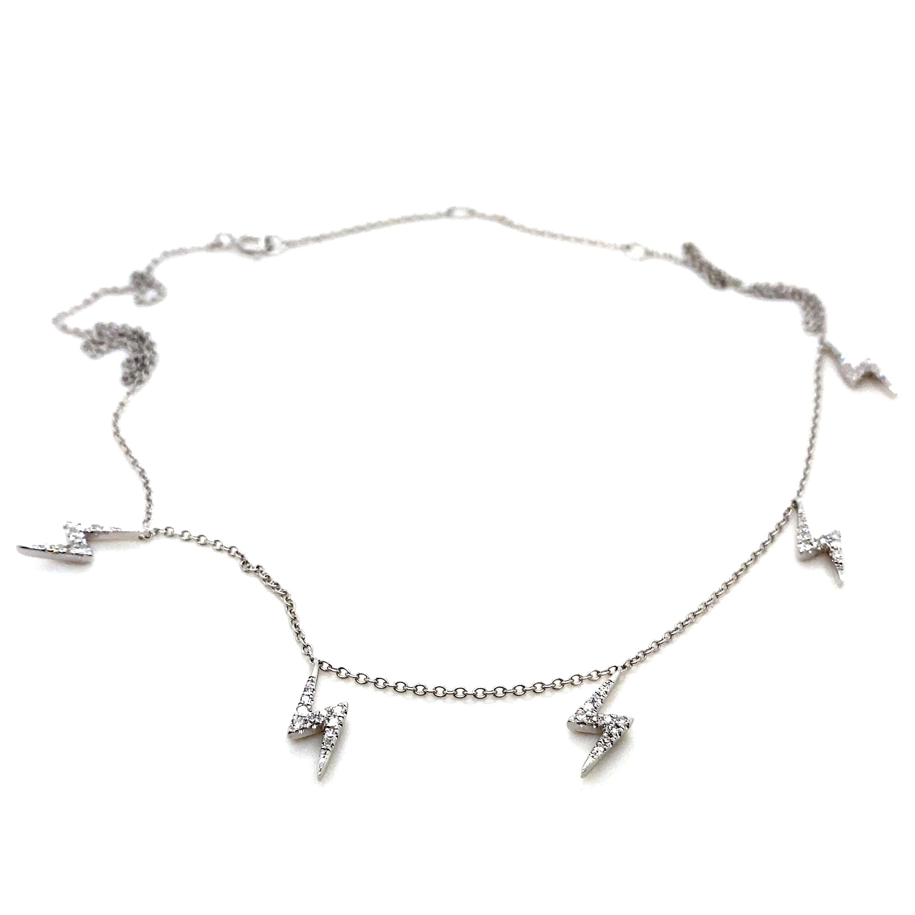 Contemporaneo Collana di diamanti Lightning Bolt in oro bianco 18 carati in vendita