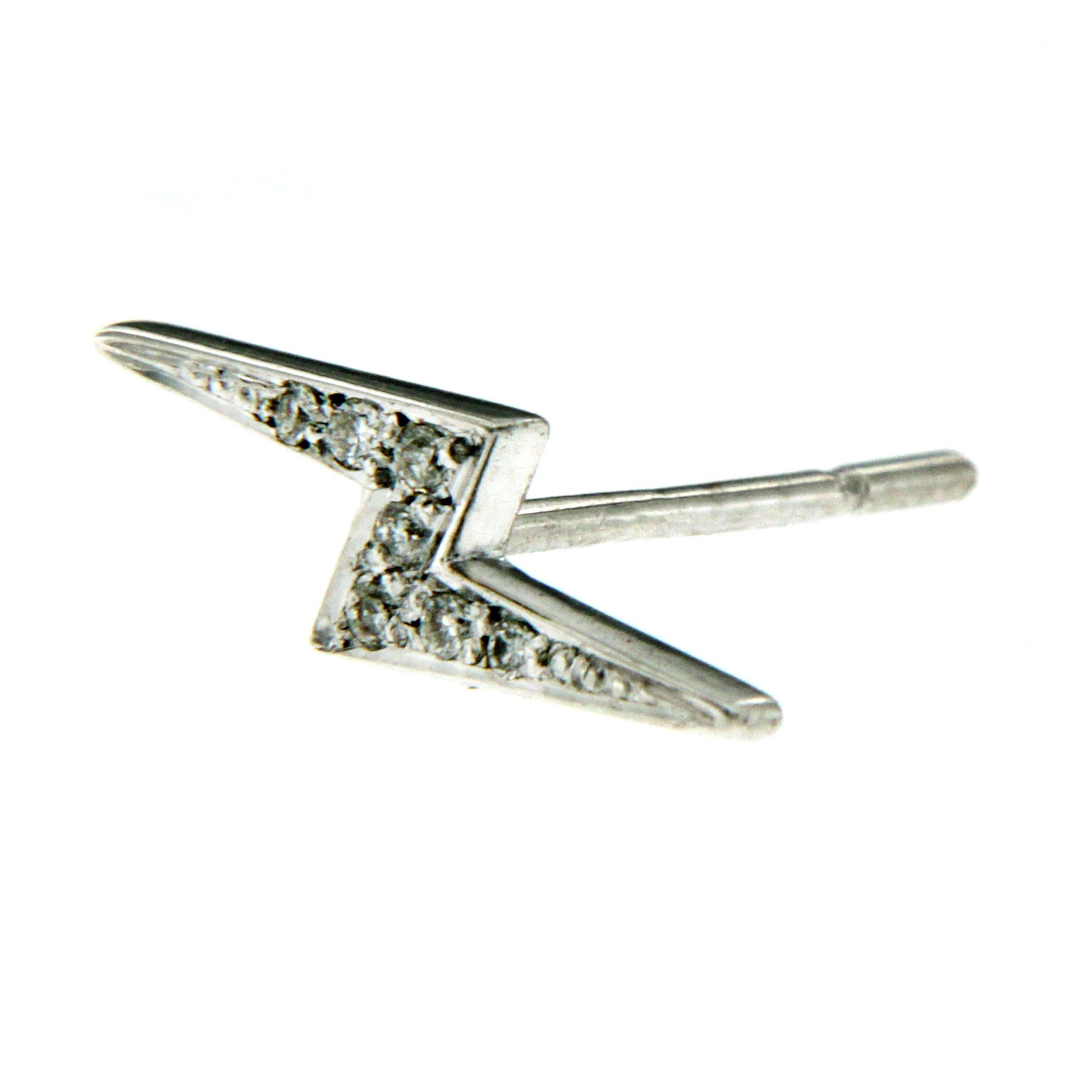 Contemporary Lightning Bolt Gold Diamond Single Earring