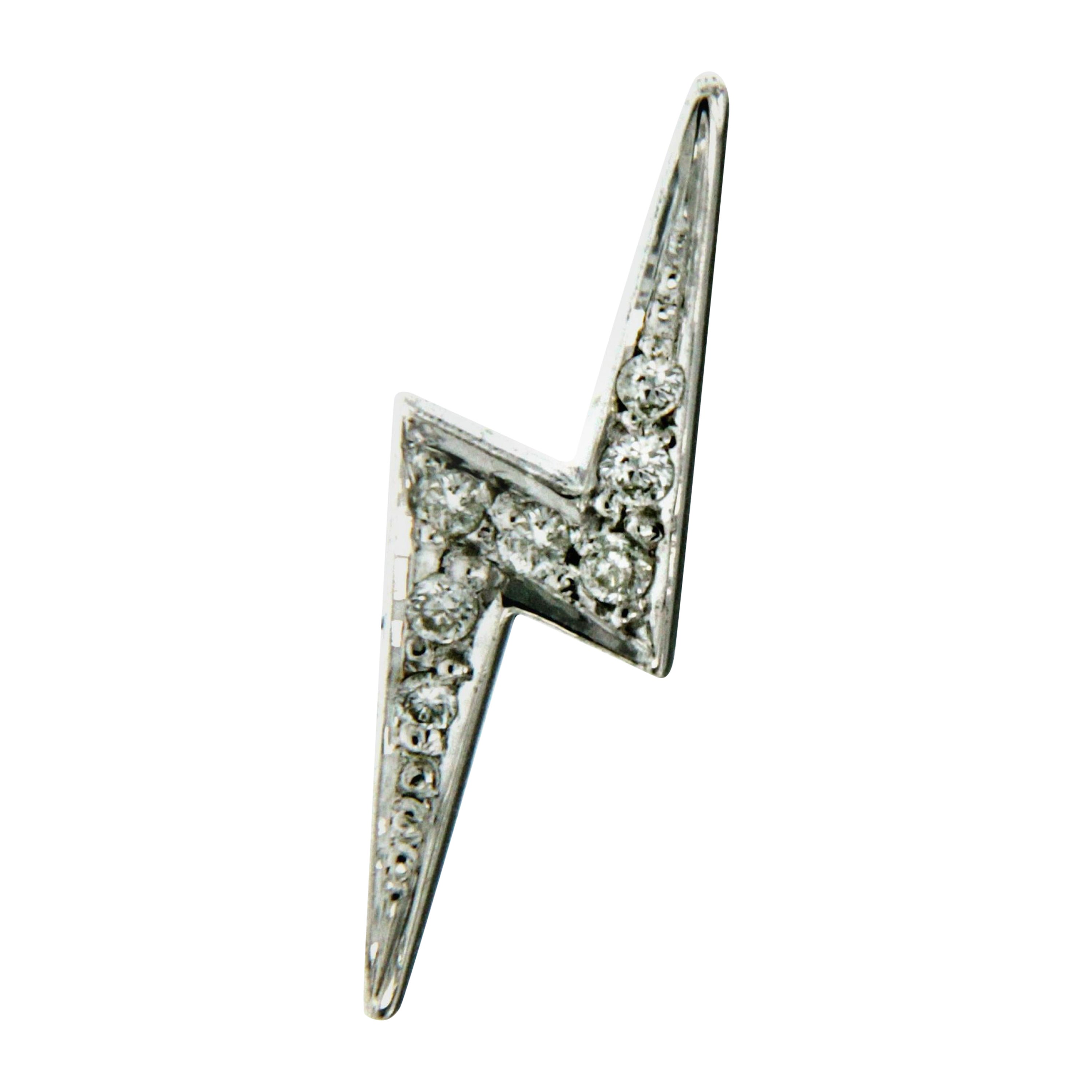 Pendiente sencillo de diamante en oro Lightning Bolt en venta