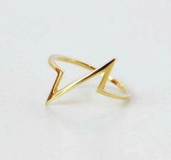 Lightning Bolt Zig Zag Ring Handmade 14k Solid Gold Plain Stacking Ring Band