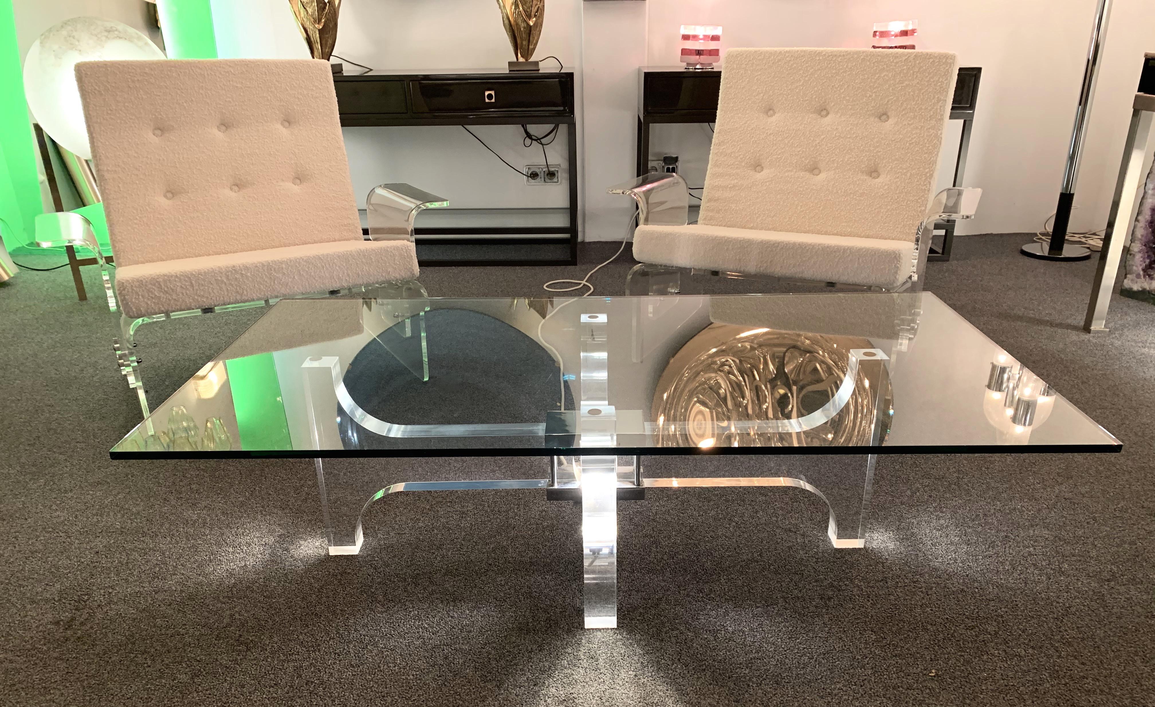 Late 20th Century Lightning Lucite and Metal Coffee Table by Philippe Jean, France, 1970s For Sale