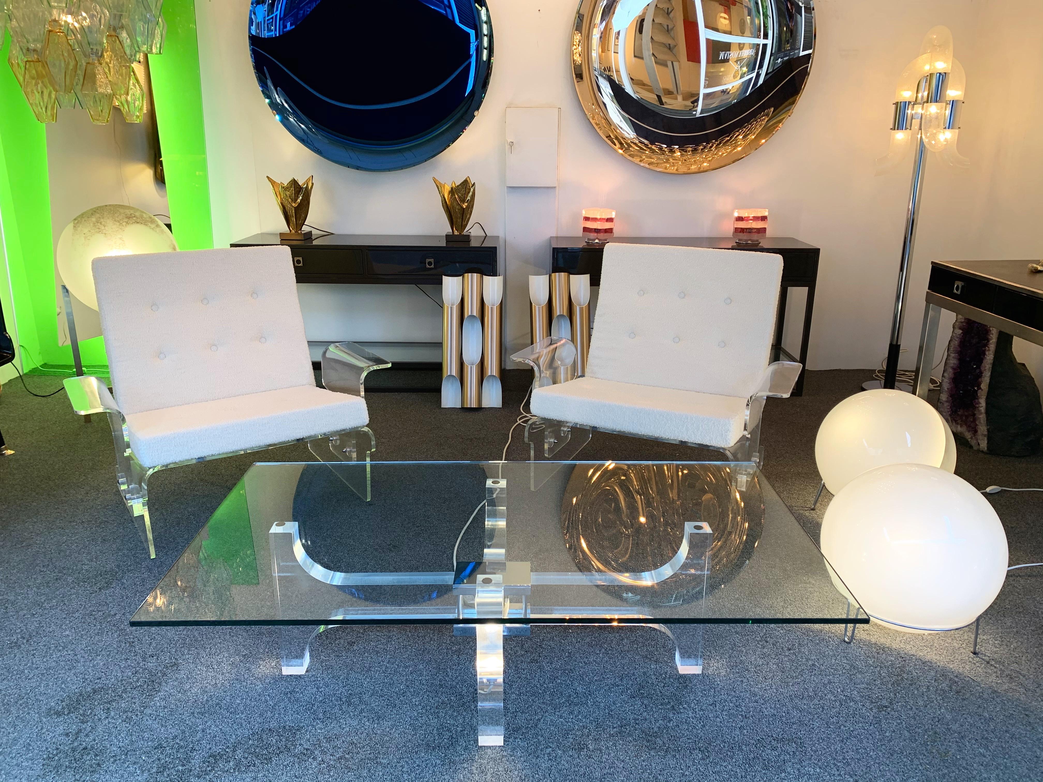 Lightning Lucite and Metal Coffee Table by Philippe Jean, France, 1970s For Sale 2