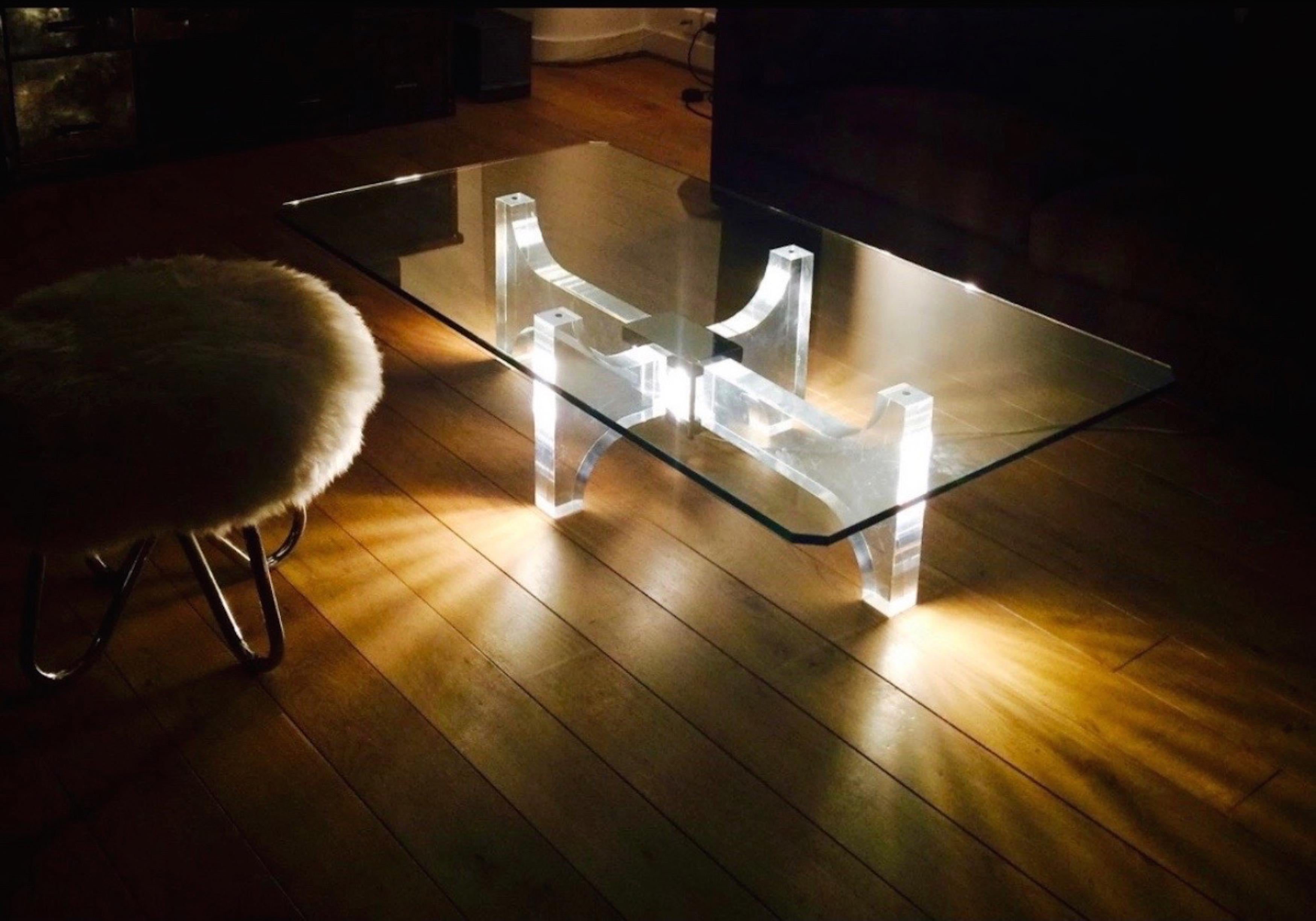 Lightning Lucite and Metal Coffee Table by Philippe Jean, France, 1970s For Sale 3