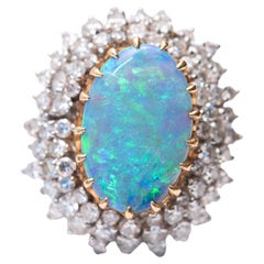 Lightning Ridge Schwarzer Opal Diamant Cocktail Ring