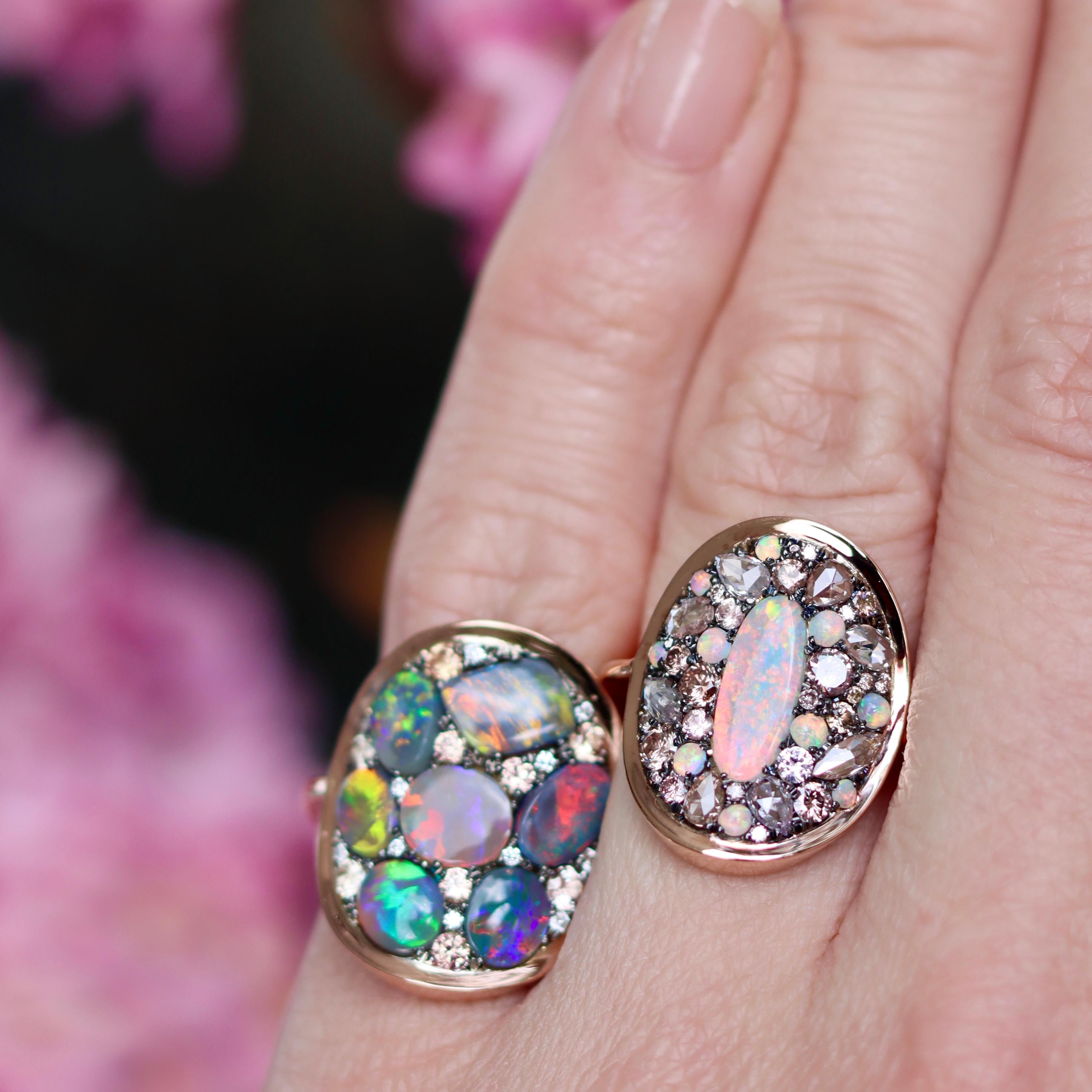 Lightning Ridge Dark Opal, Pink Diamond Pink Padparadscha Sapphire Ring 10