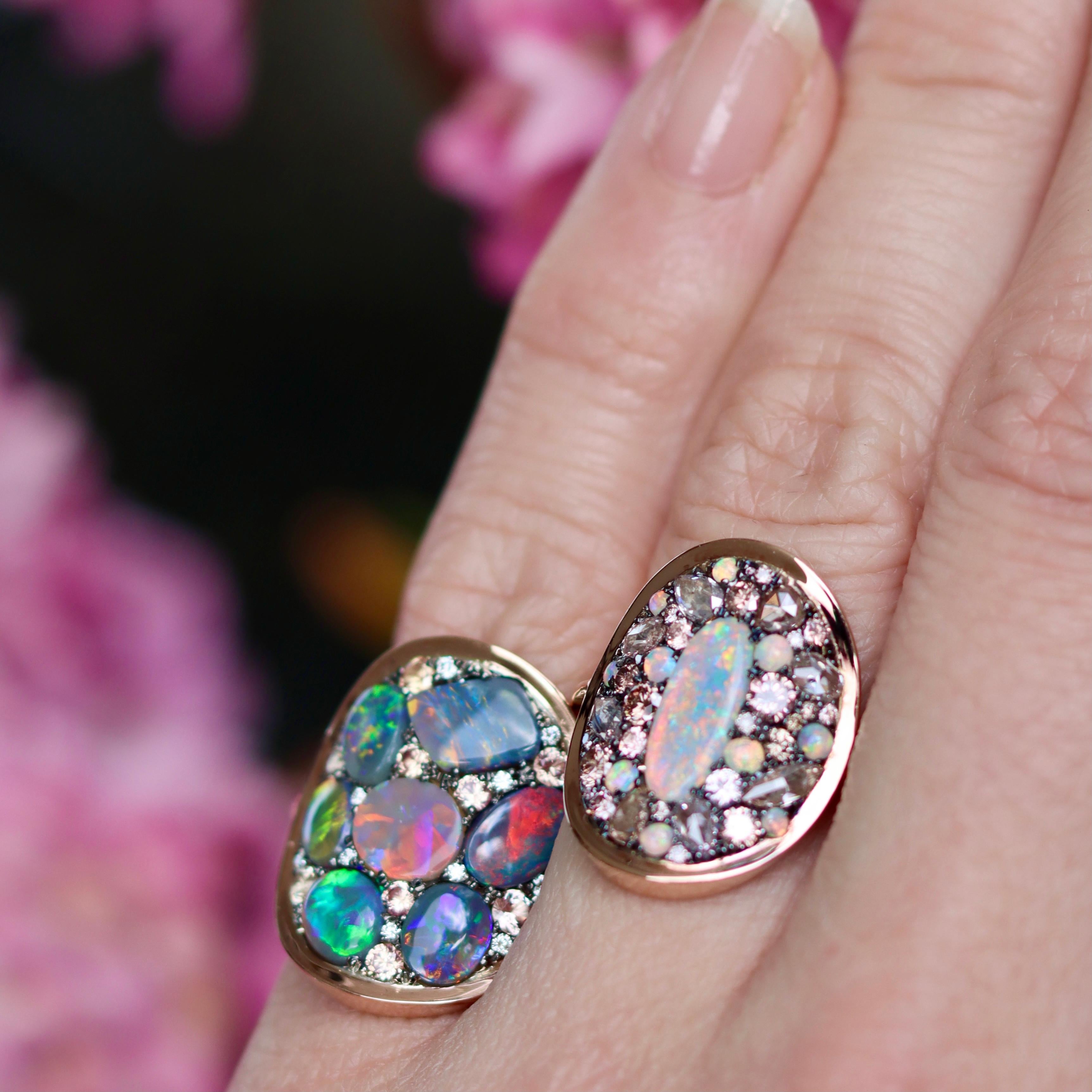 Lightning Ridge Dark Opal, Pink Diamond Pink Padparadscha Sapphire Ring 11