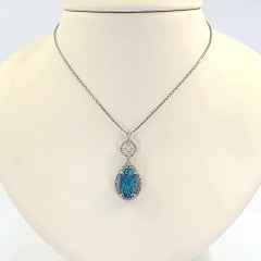 Lightning Ridge Opal and Diamond Pendant Necklace