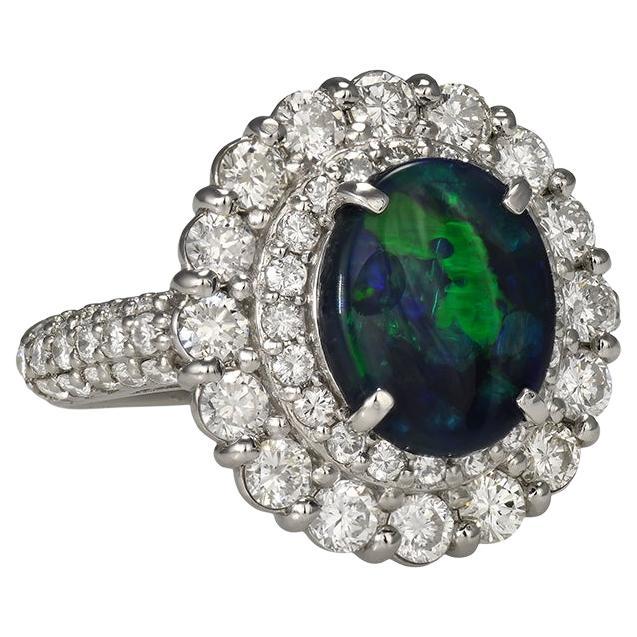 Bague Lightning Ridge en opale et diamant