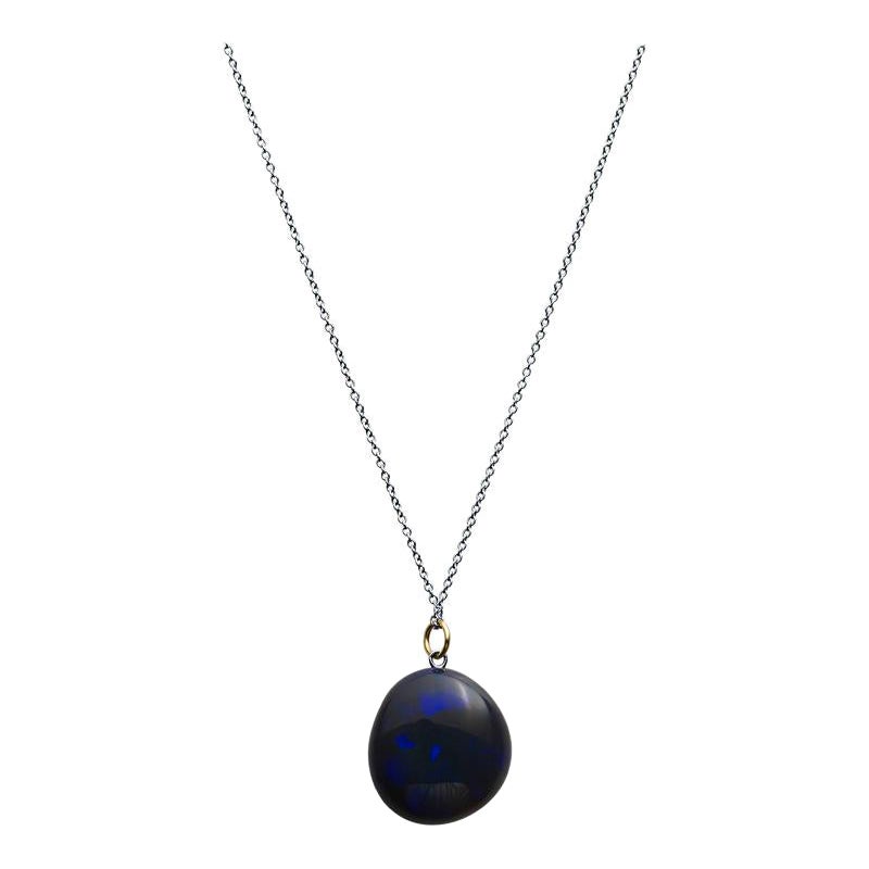 Leuchtende Ridge Opal-Cabochon-Halskette mit Anhänger im Angebot
